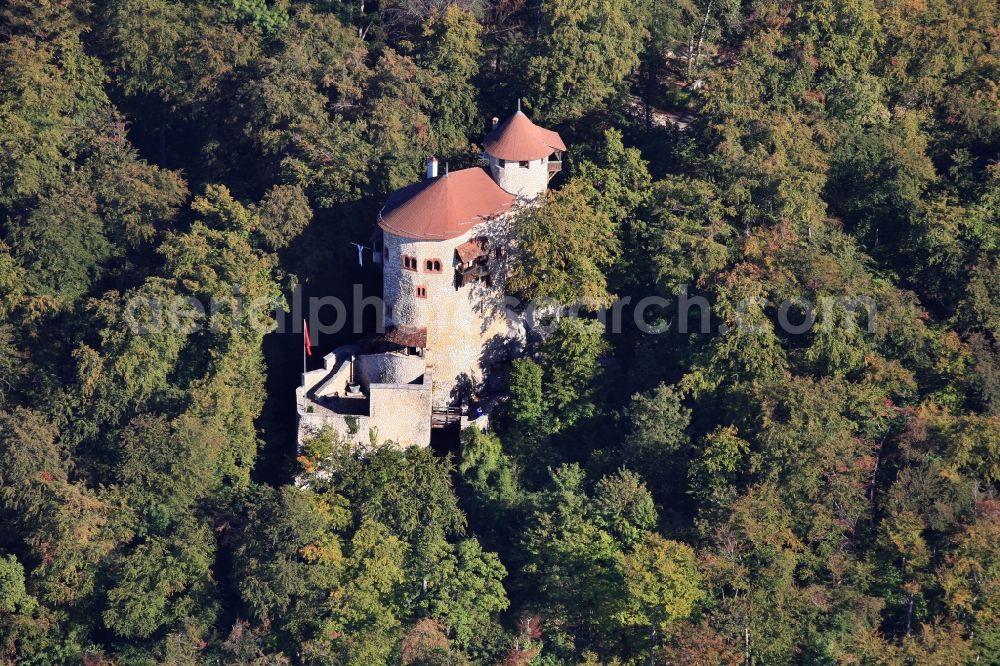 Aerial image Arlesheim - Castle of the fortress Burg Reichenstein in Arlesheim in Basel-Landschaft, Switzerland