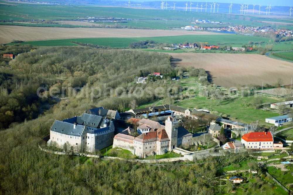 Aerial image Allstedt - Castle complex Burg and Schloss Allstedt with castle walls in Allstedt in the state Saxony-Anhalt, Germany