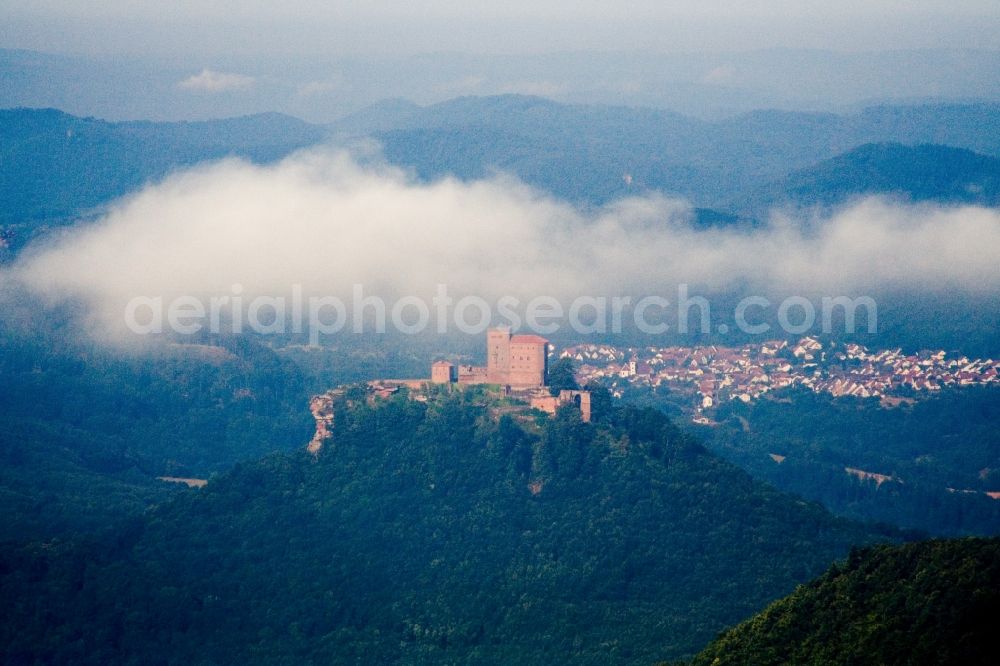 Annweiler am Trifels from above - Castle of Burg Trifels in Annweiler am Trifels in the state Rhineland-Palatinate