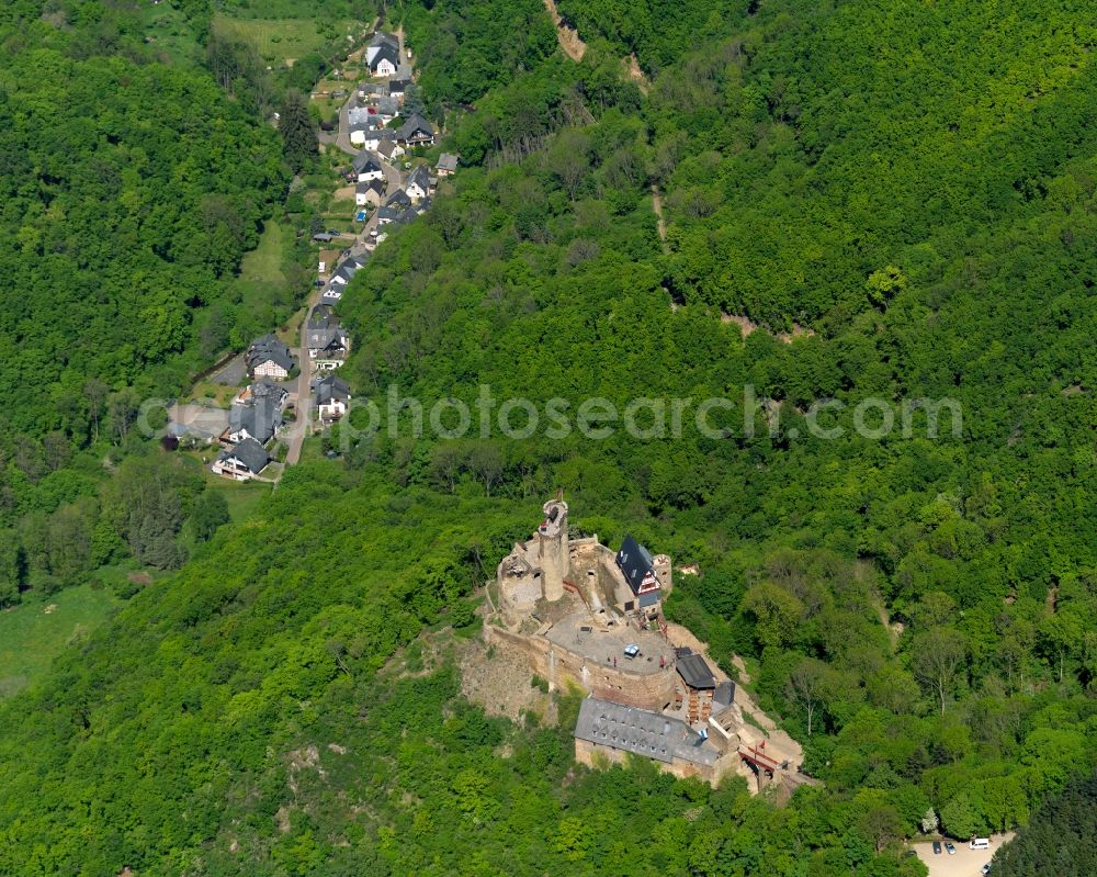 Aerial image Brodenbach, Ehrenburg - Castle of the fortress Ehrenburg in Brodenbach in the state Rhineland-Palatinate