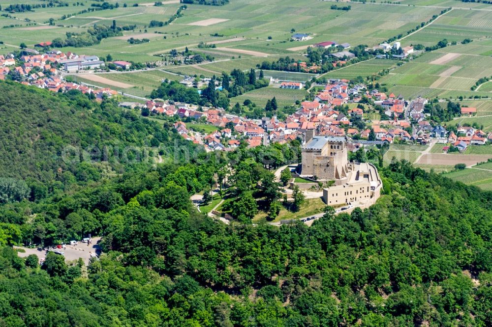 Neustadt an der Weinstraße from above - Castle of Schloss in Neustadt an der Weinstrasse in the state Rhineland-Palatinate, Germany