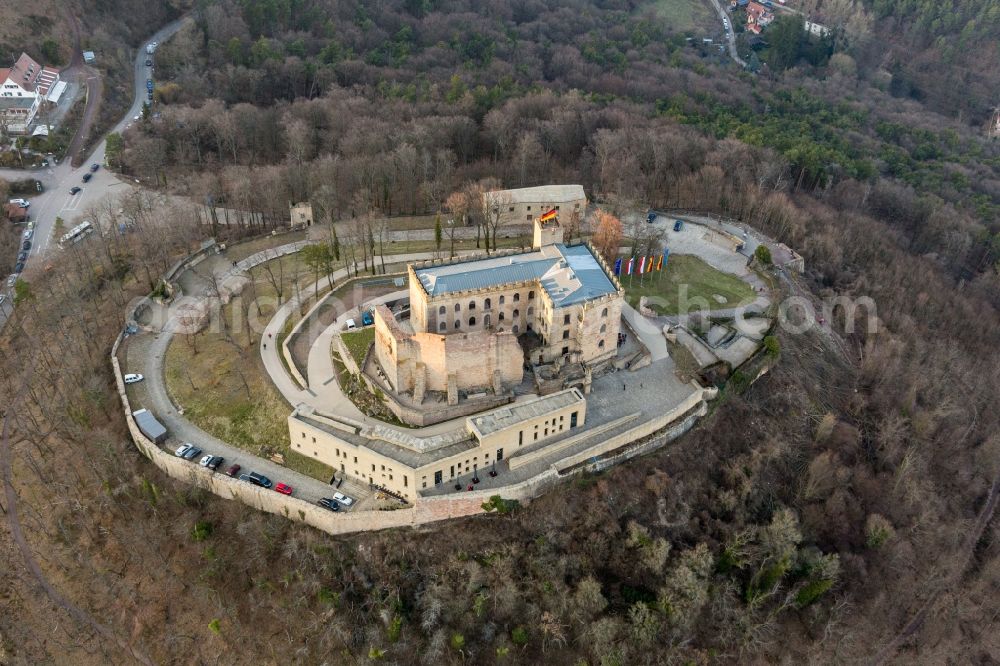 Aerial photograph Neustadt an der Weinstraße - Castle of Hambacher Schloss in Neustadt an der Weinstrasse in the state Rhineland-Palatinate, Germany