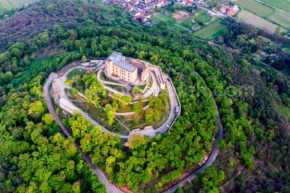 Neustadt an der Weinstraße from above - Castle of Hambacher Schloss in Neustadt an der Weinstrasse in the state Rhineland-Palatinate, Germany