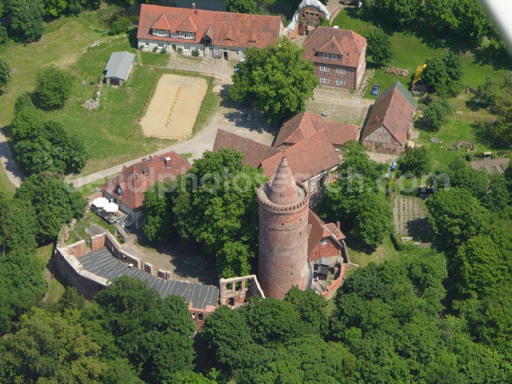 Burg Stargard from above - Castle of the fortress Burg Stargard on Burgberg hill in Burg Stargard in the state of Mecklenburg - Western Pomerania. The premises consist of 11 buildings with the large castle keep