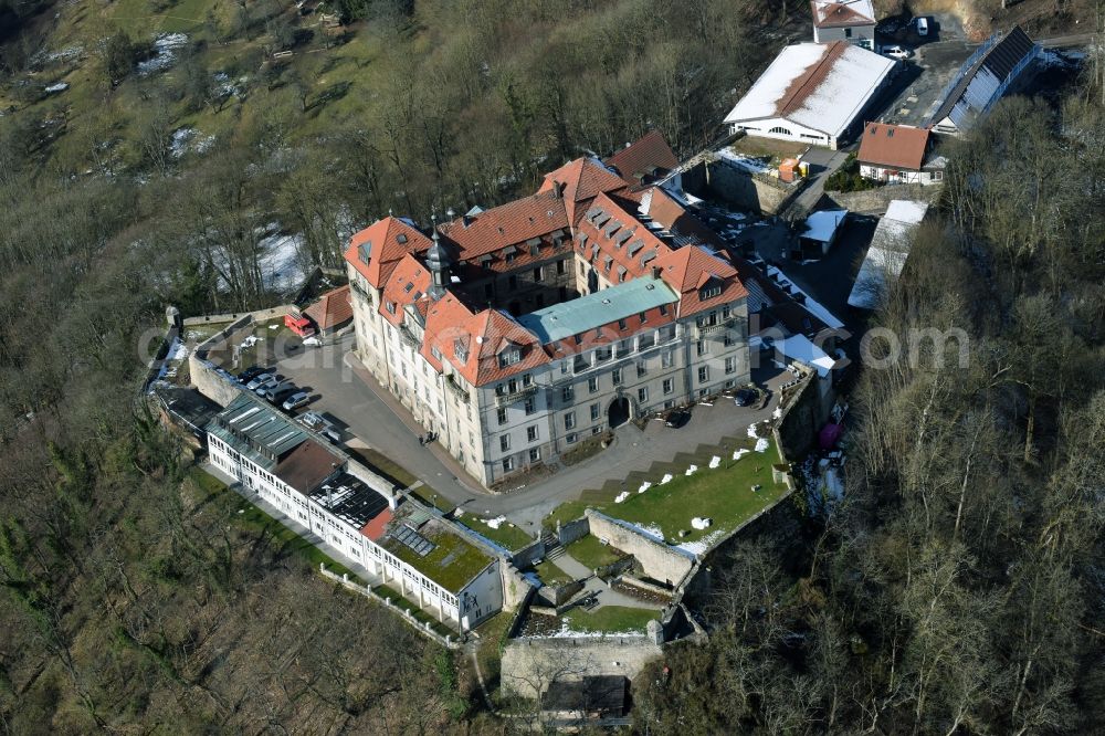 Hofbieber from above - Castle of Internat Schloss Bieberstein with Hermann Lietz Schule in Hofbieber in the state Hesse