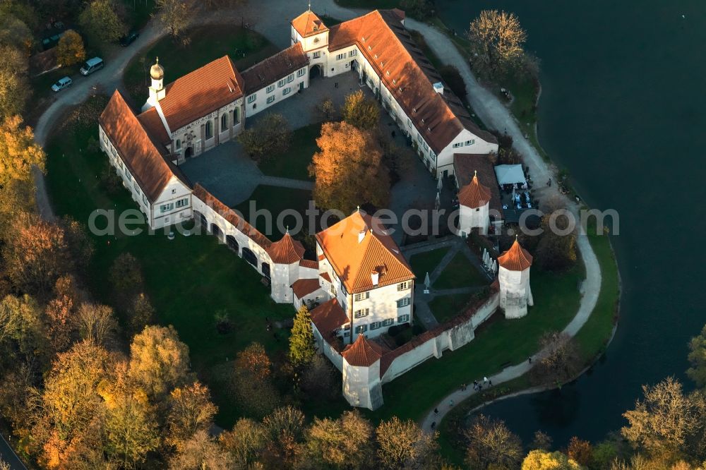 München from above - Castle of hunting lodge Blutenburg in Munich in the state Bavaria