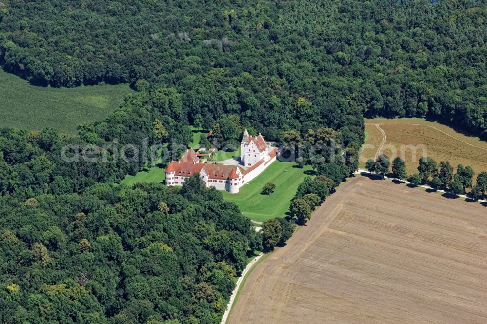 Neuburg an der Donau from above - Castle of Schloss Gruenau in Neuburg an der Donau in the state Bavaria