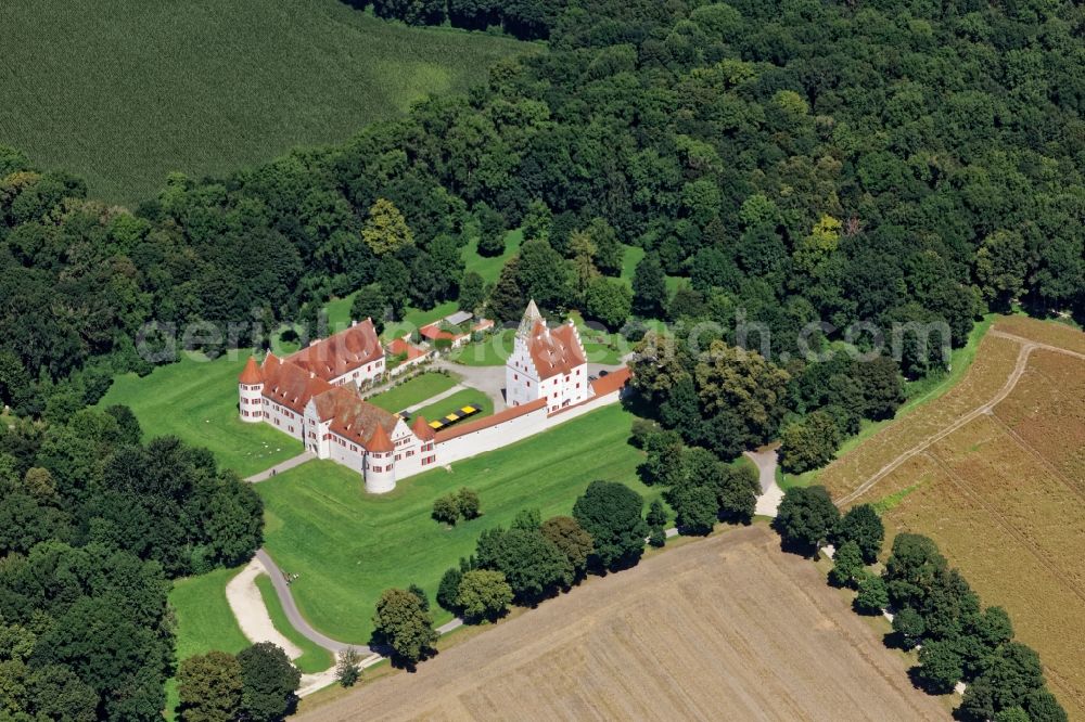 Aerial image Neuburg an der Donau - Castle of Schloss Gruenau in Neuburg an der Donau in the state Bavaria