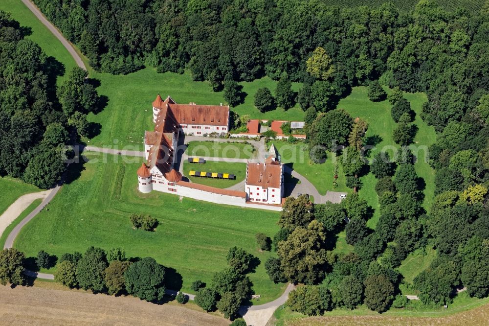 Neuburg an der Donau from above - Castle of Schloss Gruenau in Neuburg an der Donau in the state Bavaria