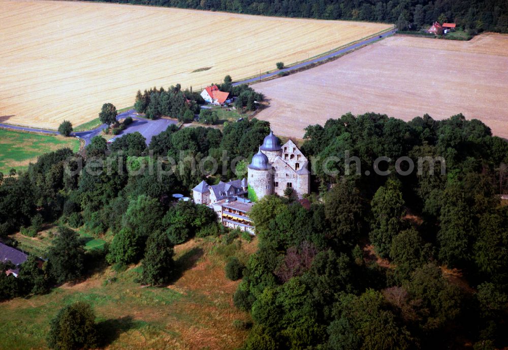 Aerial photograph Hofgeismar - Castle complex on the plateau Sababurg on street Sababurg in Hofgeismar in the state Hesse, Germany