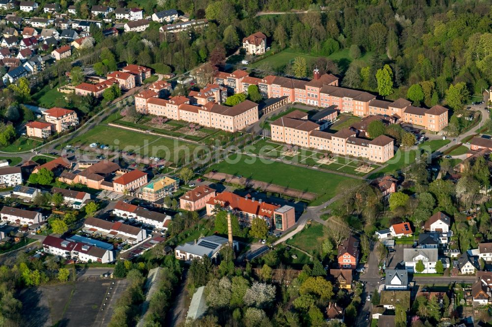 Achern from above - Castle of Schloss in Achern in the state Baden-Wuerttemberg, Germany