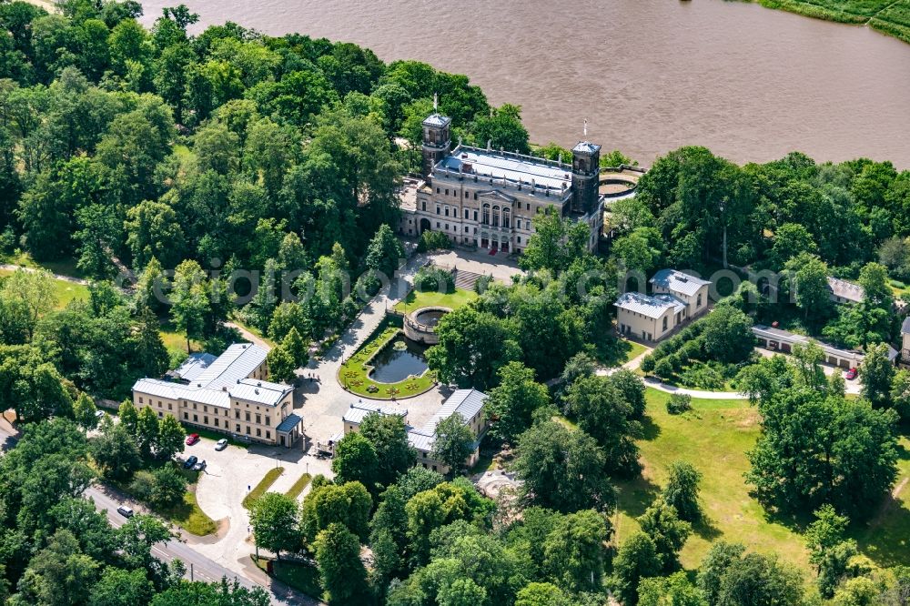 Aerial image Dresden - Castle of Albrechtsberg in Dresden in the state Saxony, Germany