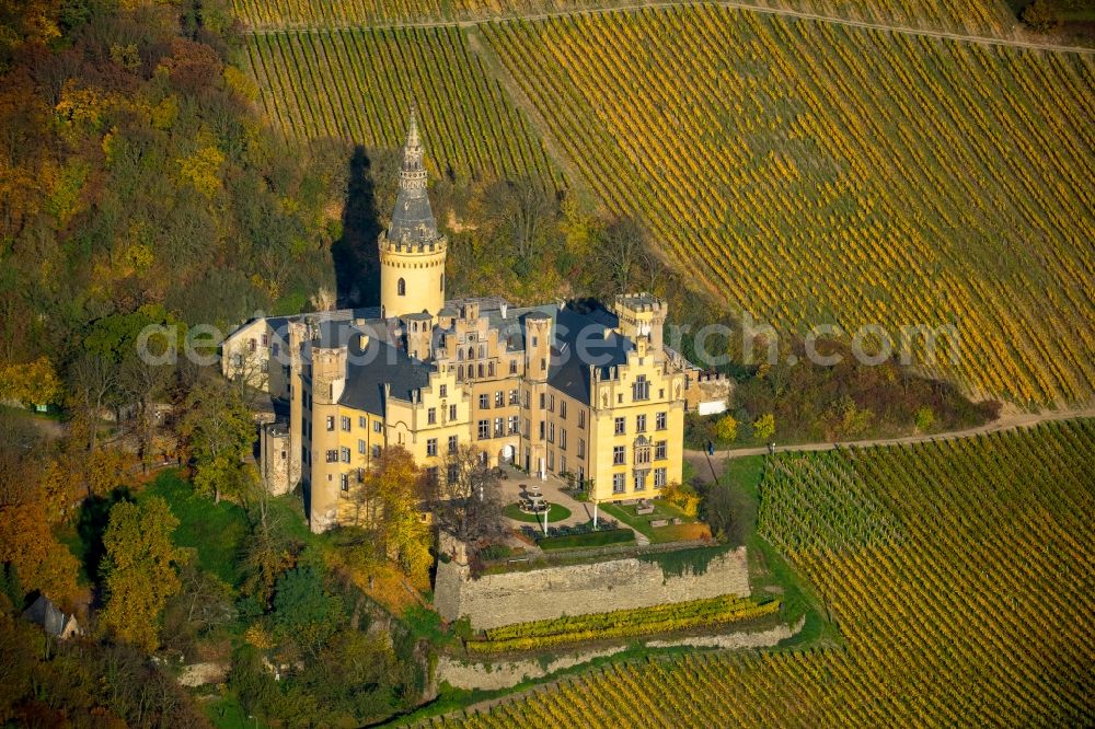 Bad Hönningen from the bird's eye view: Castle of Schloss Arenfels om Schlossweg in Bad Hoenningen in the state Rhineland-Palatinate