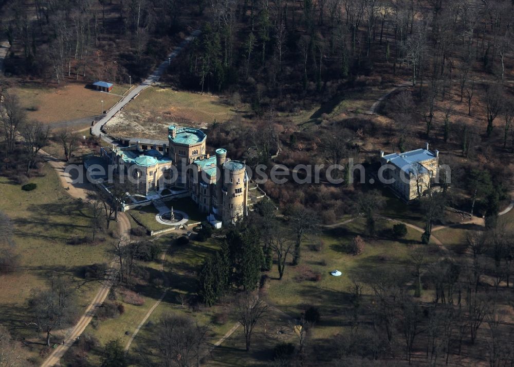 Potsdam from above - Castle of Schloss Babelsberg in Potsdam in the state Brandenburg