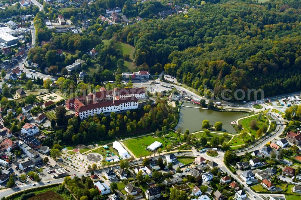 Bad Iburg from the bird's eye view: Castle of Schloss in Bad Iburg in the state Lower Saxony, Germany