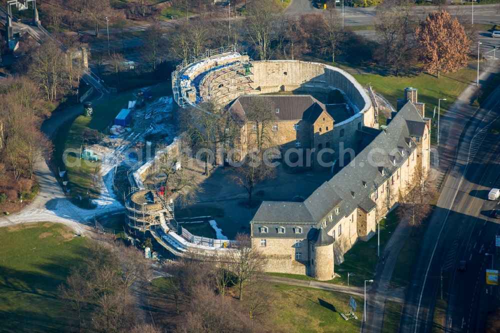 Mülheim an der Ruhr from above - Construction site castle of Schloss Broich in Muelheim on the Ruhr in the state North Rhine-Westphalia