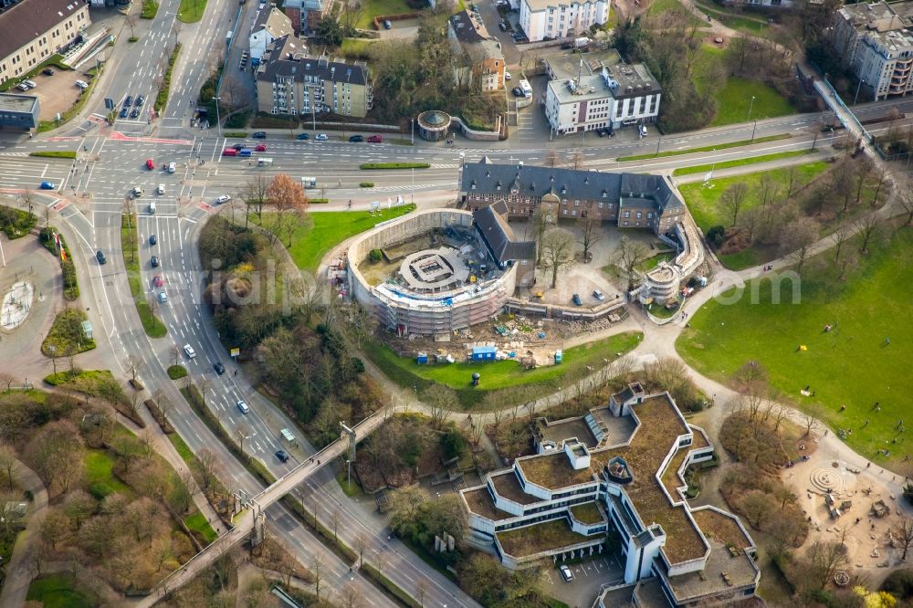 Mülheim an der Ruhr from the bird's eye view: Construction site castle of Schloss Broich in Muelheim on the Ruhr in the state North Rhine-Westphalia