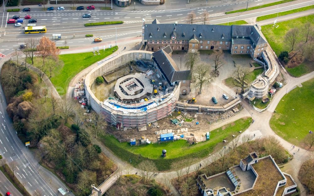 Aerial image Mülheim an der Ruhr - Construction site castle of Schloss Broich in Muelheim on the Ruhr in the state North Rhine-Westphalia