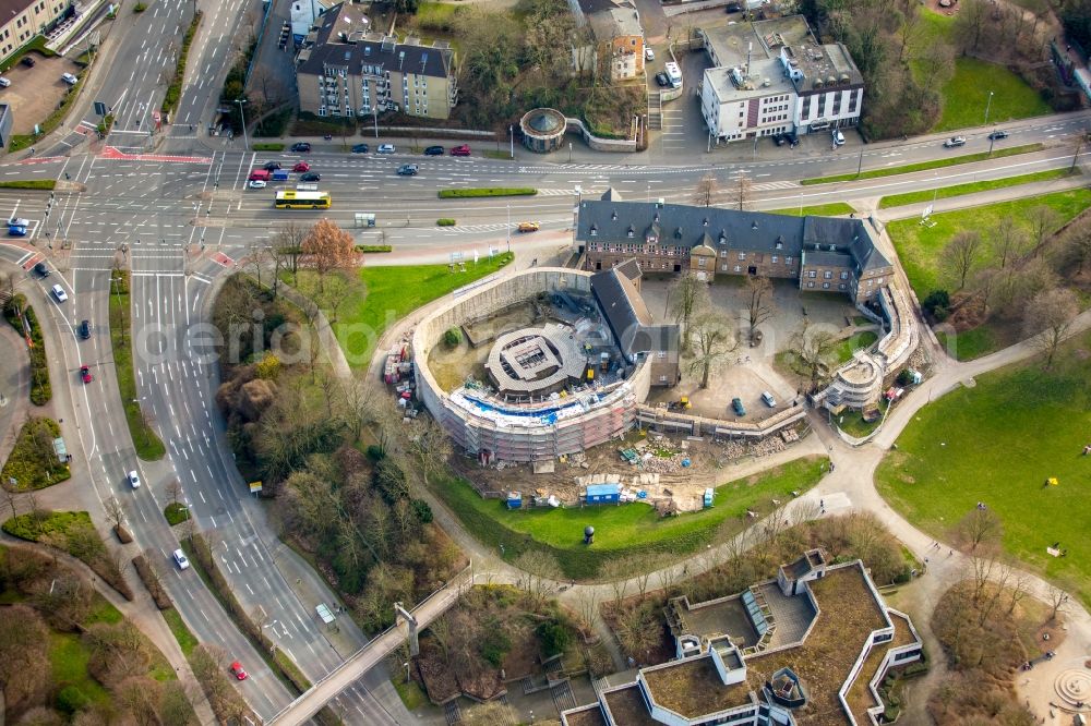 Aerial photograph Mülheim an der Ruhr - Construction site castle of Schloss Broich in Muelheim on the Ruhr in the state North Rhine-Westphalia