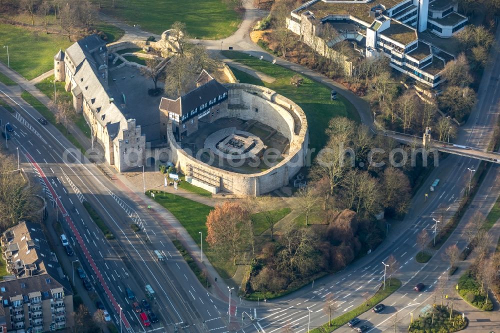 Aerial photograph Mülheim an der Ruhr - Construction site castle of Schloss Broich in Muelheim on the Ruhr in the state North Rhine-Westphalia