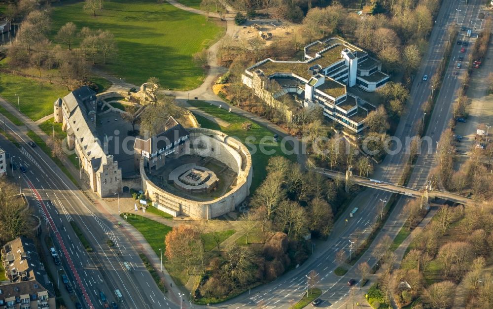 Mülheim an der Ruhr from above - Construction site castle of Schloss Broich in Muelheim on the Ruhr in the state North Rhine-Westphalia