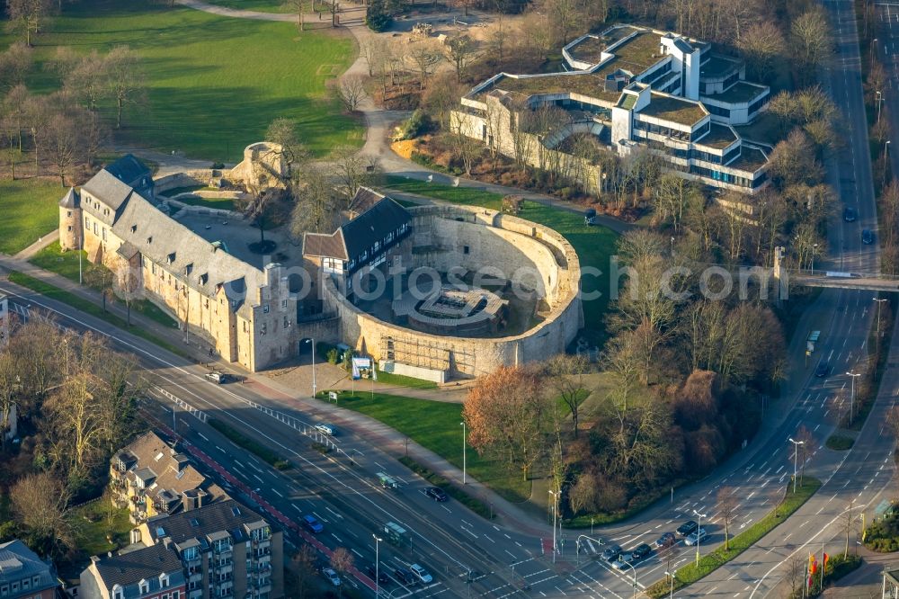 Aerial image Mülheim an der Ruhr - Construction site castle of Schloss Broich in Muelheim on the Ruhr in the state North Rhine-Westphalia