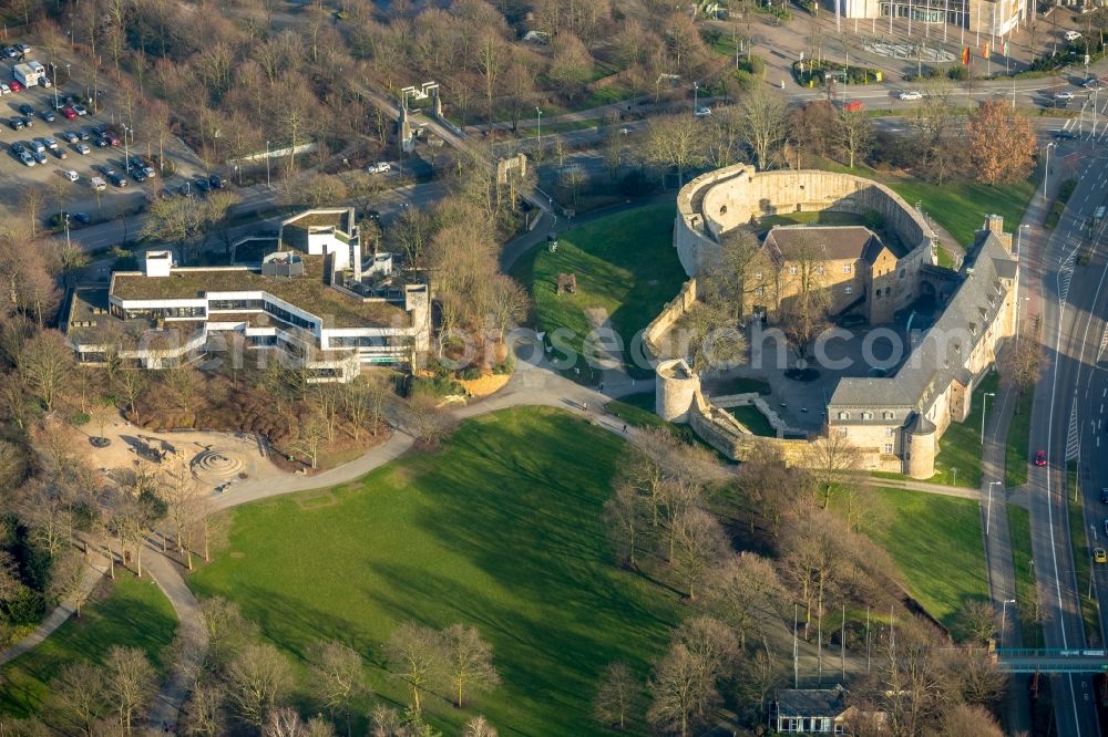 Aerial photograph Mülheim an der Ruhr - Construction site castle of Schloss Broich in Muelheim on the Ruhr in the state North Rhine-Westphalia