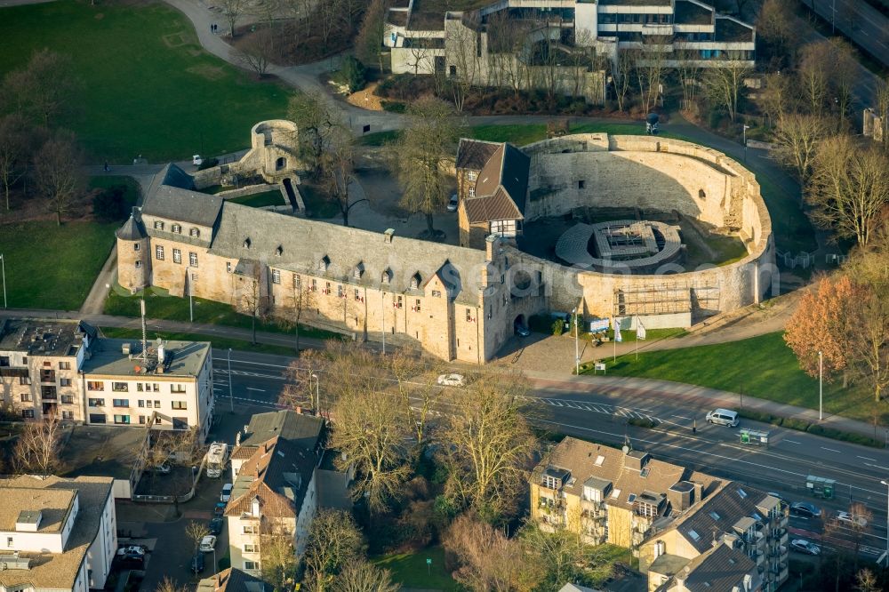 Mülheim an der Ruhr from the bird's eye view: Construction site castle of Schloss Broich in Muelheim on the Ruhr in the state North Rhine-Westphalia