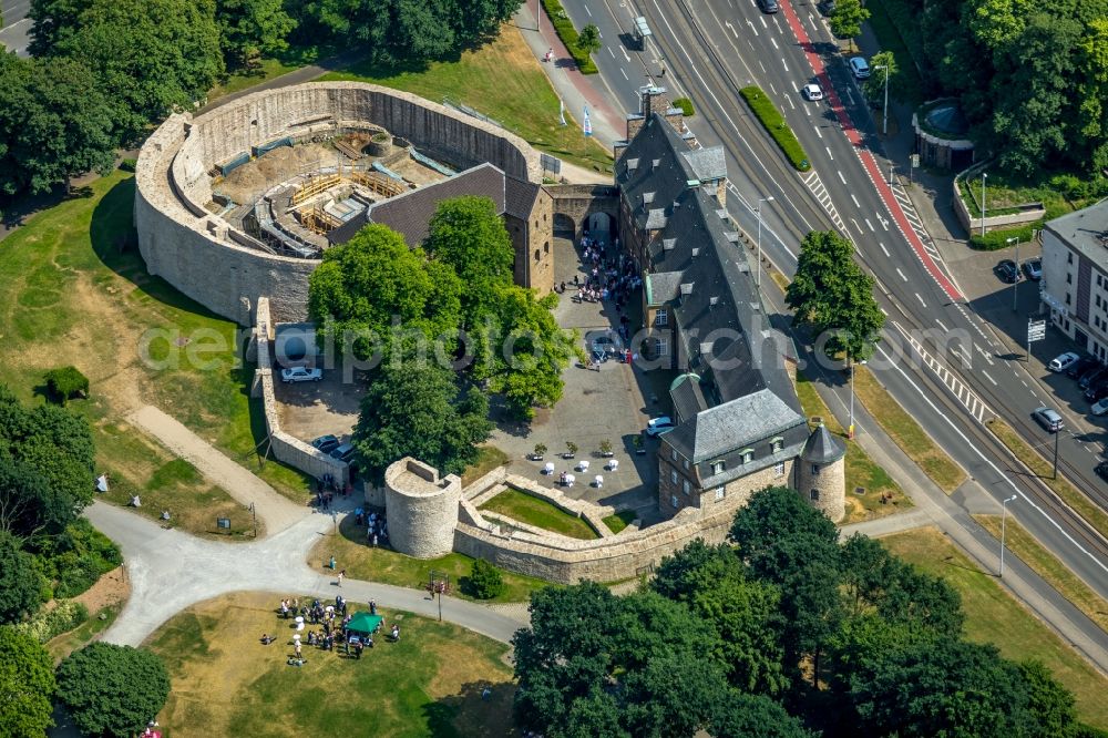 Mülheim an der Ruhr from above - Construction site castle of Schloss Broich in Muelheim on the Ruhr in the state North Rhine-Westphalia