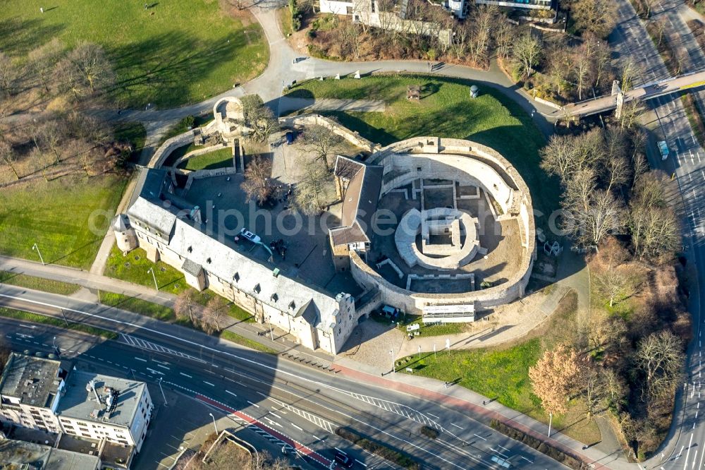 Aerial image Mülheim an der Ruhr - Construction site castle of Schloss Broich in Muelheim on the Ruhr in the state North Rhine-Westphalia