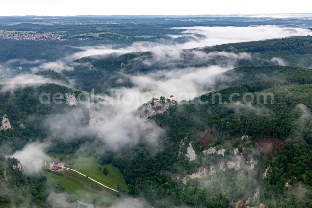 Fridingen an der Donau from the bird's eye view: Castle of Bronnen in Donautal in Fridingen an der Donau in the state Baden-Wurttemberg, Germany