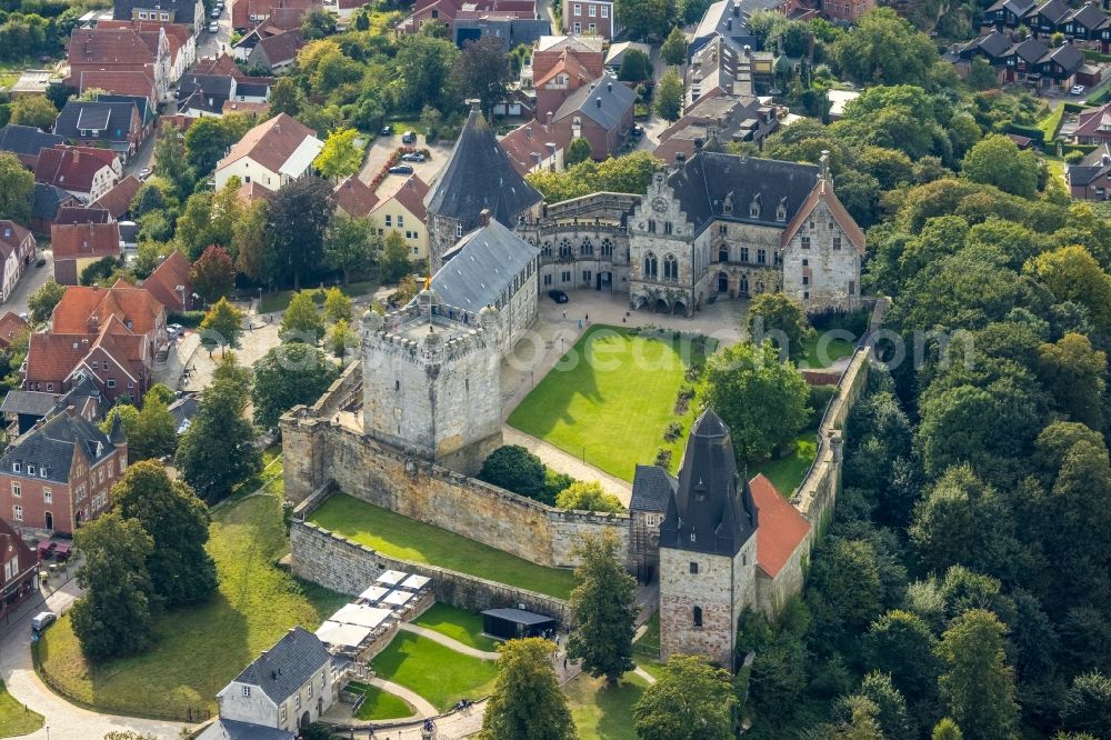 Bad Bentheim from above - Castle of Schloss Burg Bentheim on Schlossstrasse in Bad Bentheim in the state Lower Saxony, Germany