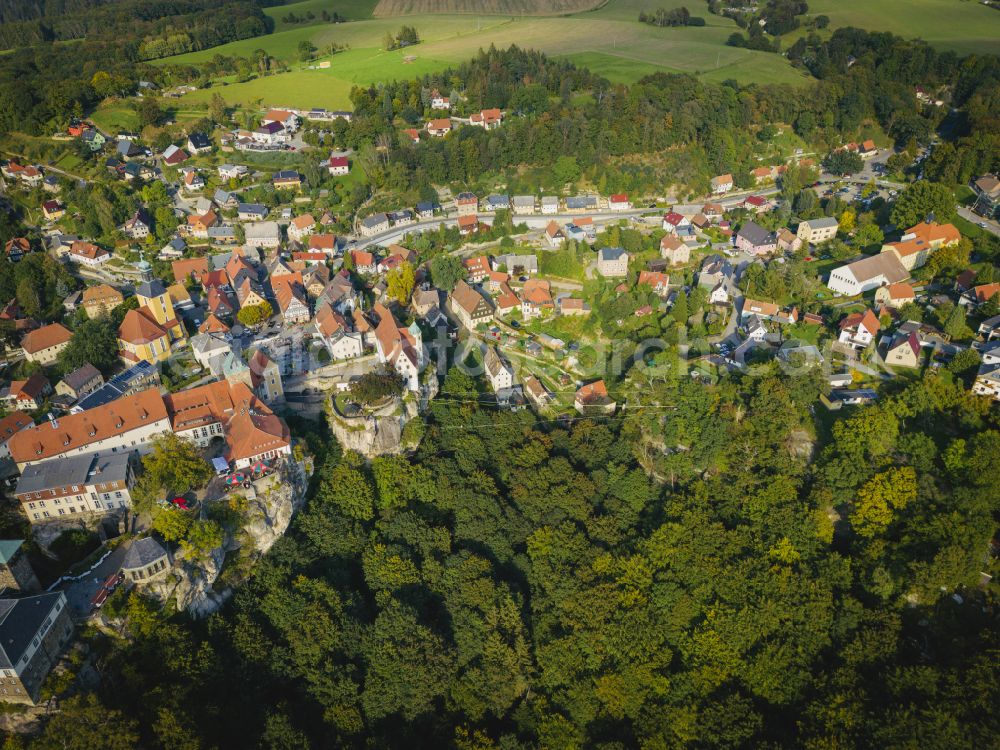 Aerial image Hohnstein - Castle of Hohnstein castle in Hohnstein in the state Saxony, Germany