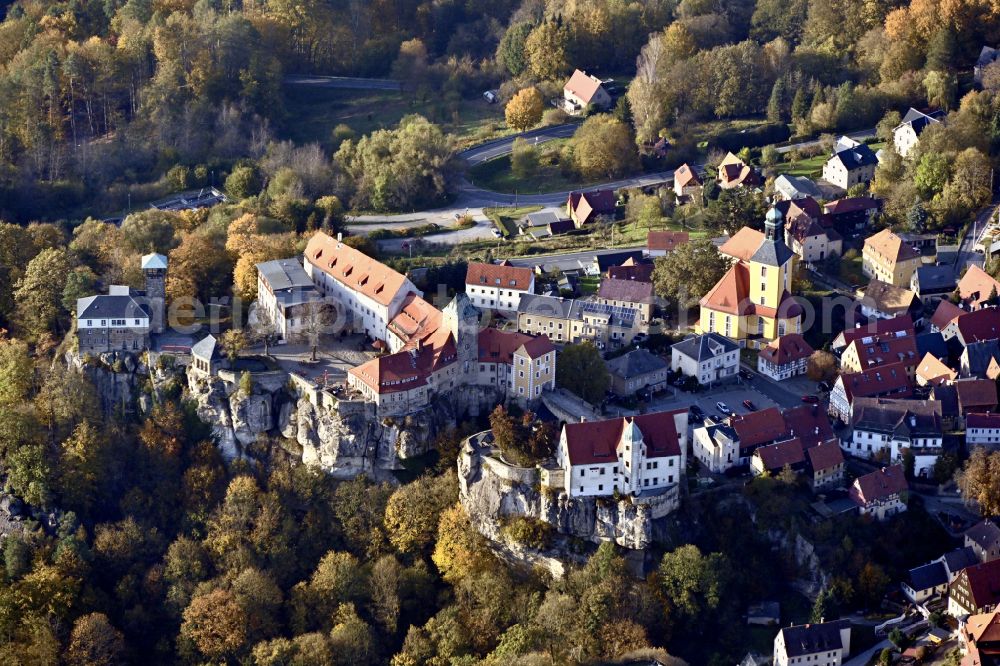 Aerial image Hohnstein - Castle of Hohnstein castle in Hohnstein in the state Saxony, Germany