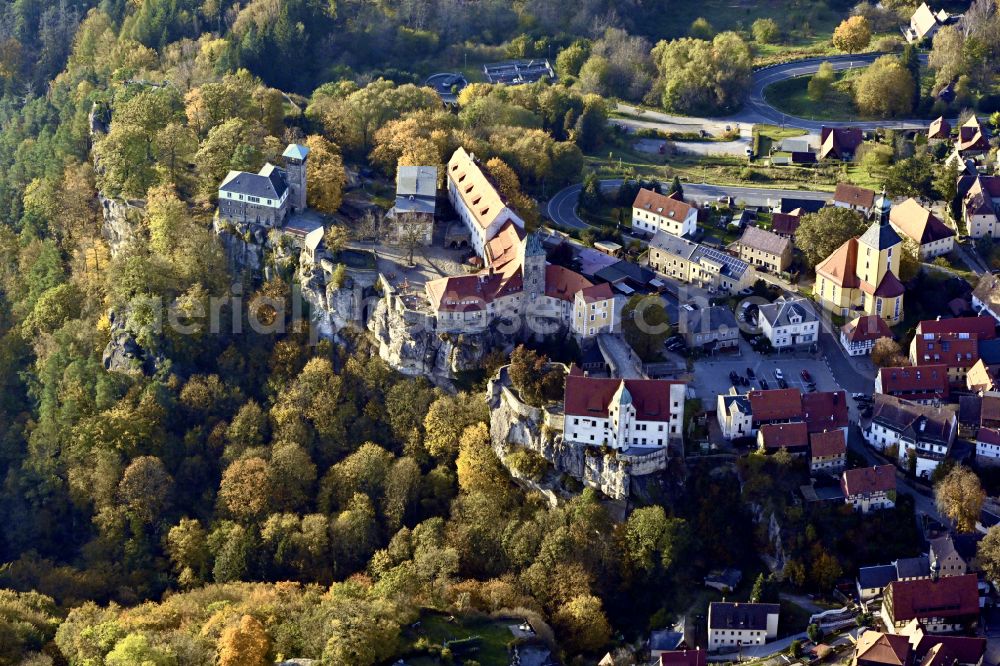 Aerial photograph Hohnstein - Castle of Hohnstein castle in Hohnstein in the state Saxony, Germany