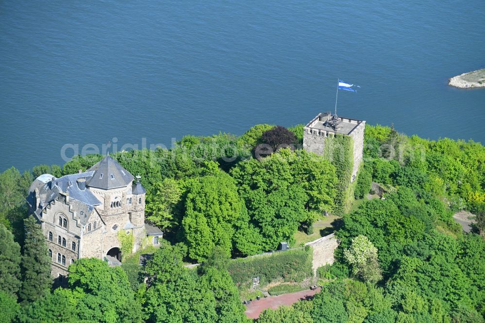 Bad Breisig from above - Castle of Schloss Burg Rheineck on Burgweg in Bad Breisig in the state Rhineland-Palatinate, Germany