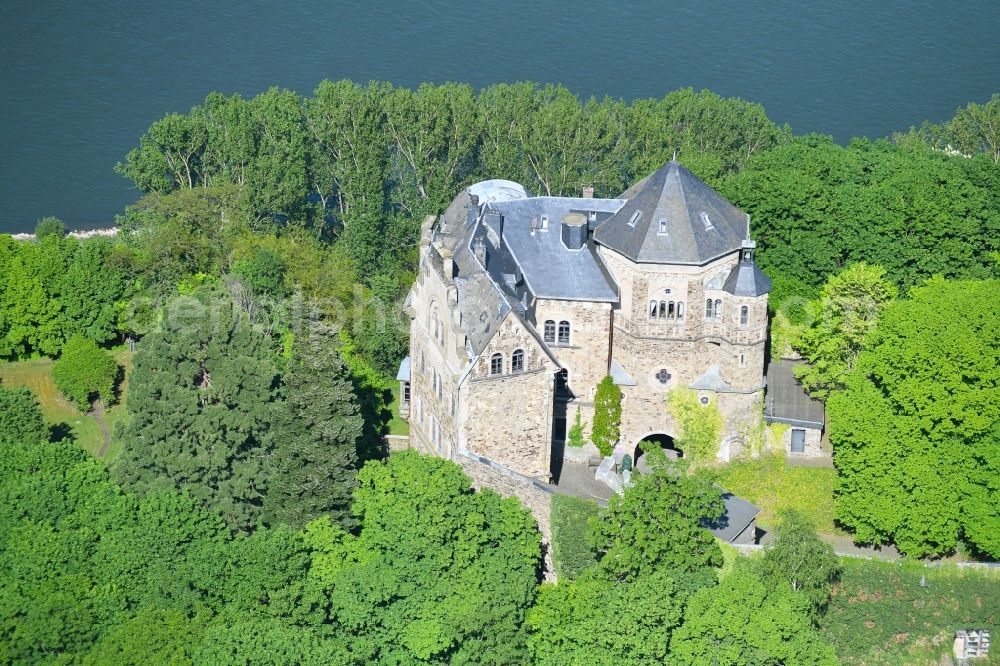 Aerial image Bad Breisig - Castle of Schloss Burg Rheineck on Burgweg in Bad Breisig in the state Rhineland-Palatinate, Germany