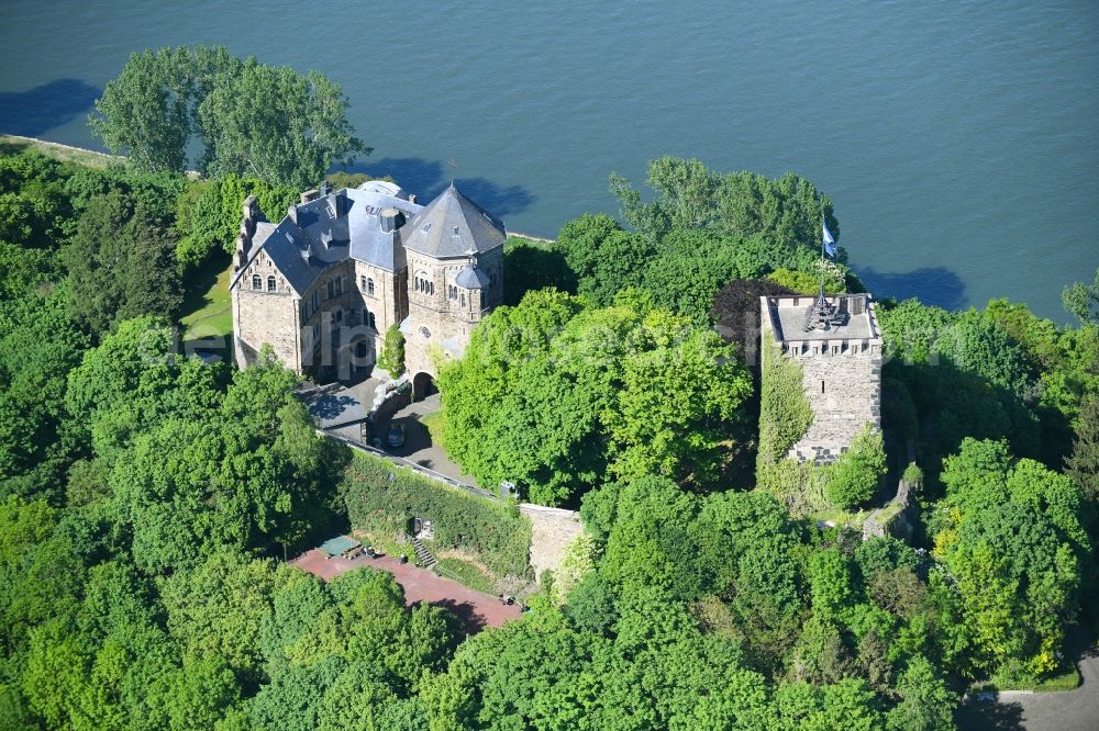 Aerial image Bad Breisig - Castle of Schloss Burg Rheineck on Burgweg in Bad Breisig in the state Rhineland-Palatinate, Germany