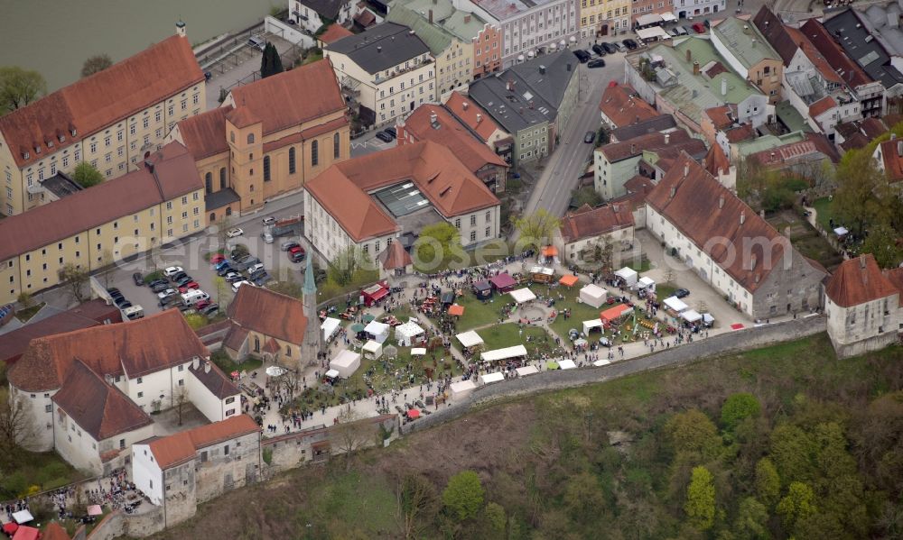 Aerial image Burghausen - Castle of Schloss in Burghausen in the state Bavaria, Germany