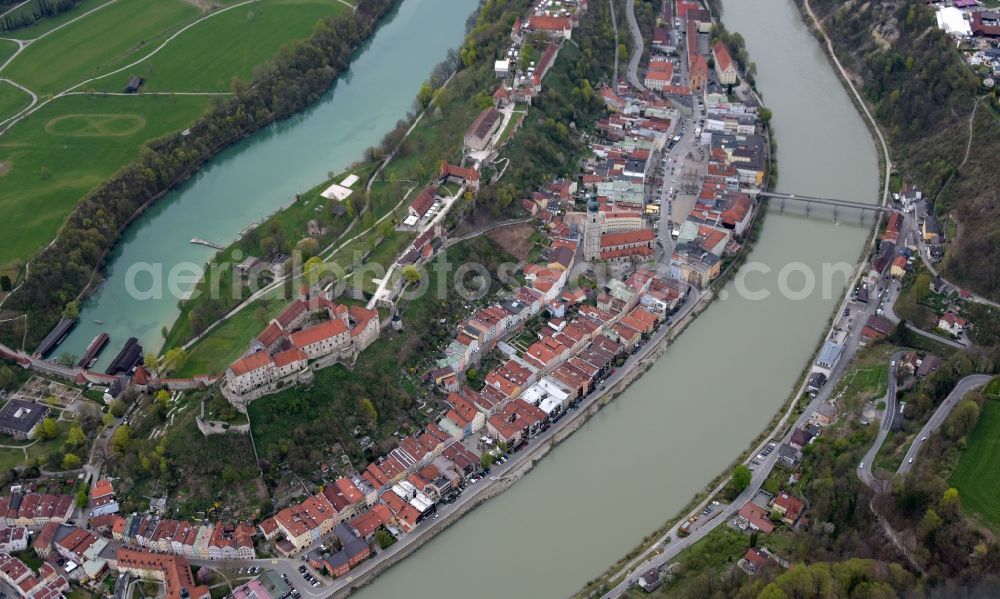 Aerial image Burghausen - Castle of Schloss in Burghausen in the state Bavaria, Germany