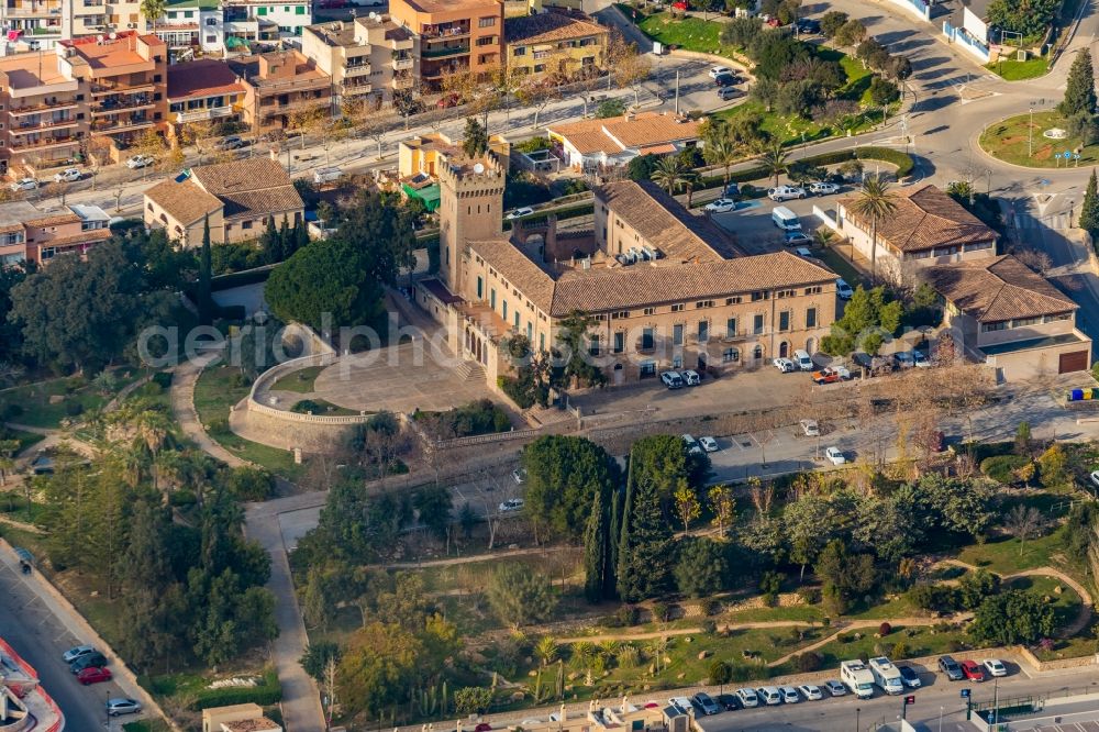 Aerial image Andratx - Castle of Castell de Son Mas which functions as the town hall in Andratx in Balearische Insel Mallorca, Spain