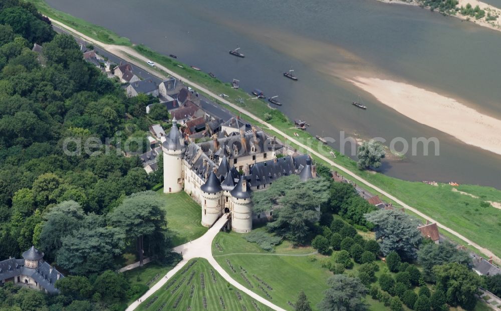 Aerial image Chaumont-sur-Loire - Castle of Schloss Chaumont in Chaumont-sur-Loire in Centre-Val de Loire, France