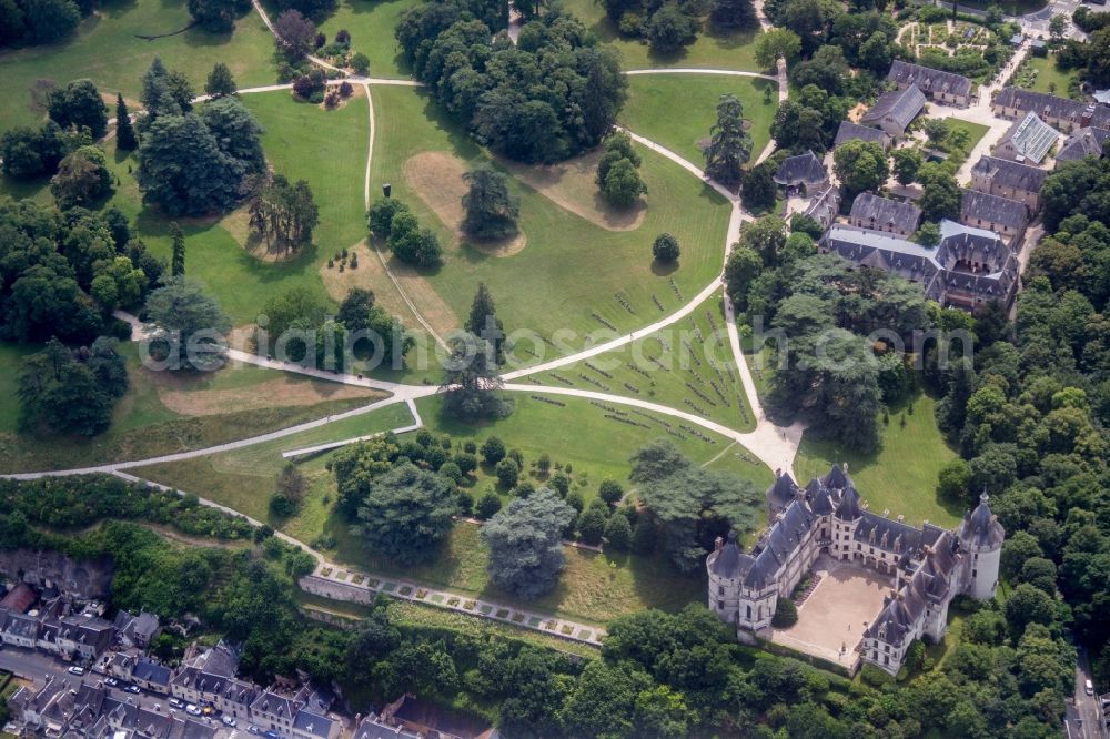 Aerial image Chaumont-sur-Loire - Castle of Schloss Chaumont in Chaumont-sur-Loire in Centre-Val de Loire, France