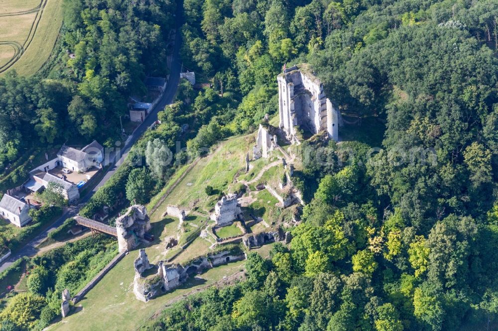 Aerial image Lavardin - Castle of Schloss Chateau de Lavardin in Lavardin in Centre-Val de Loire, France