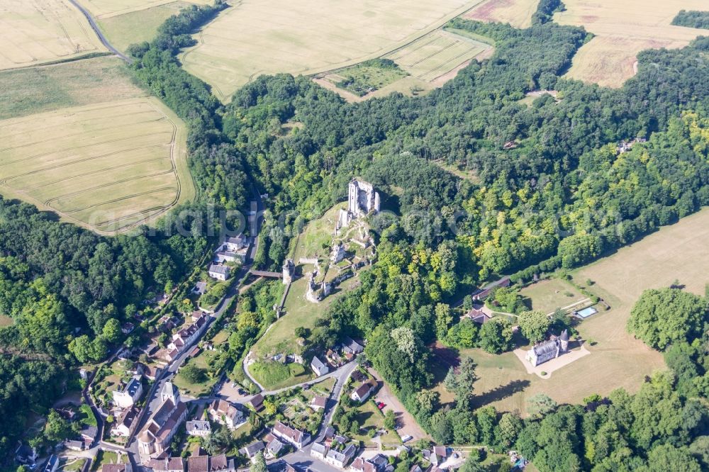 Aerial photograph Lavardin - Castle of Schloss Chateau de Lavardin in Lavardin in Centre-Val de Loire, France