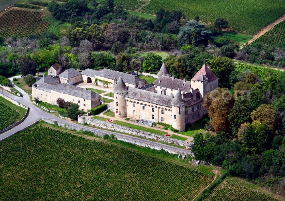 Rully from above - Castle of Chateau de Rully in Rully in Bourgogne-Franche-Comte, France