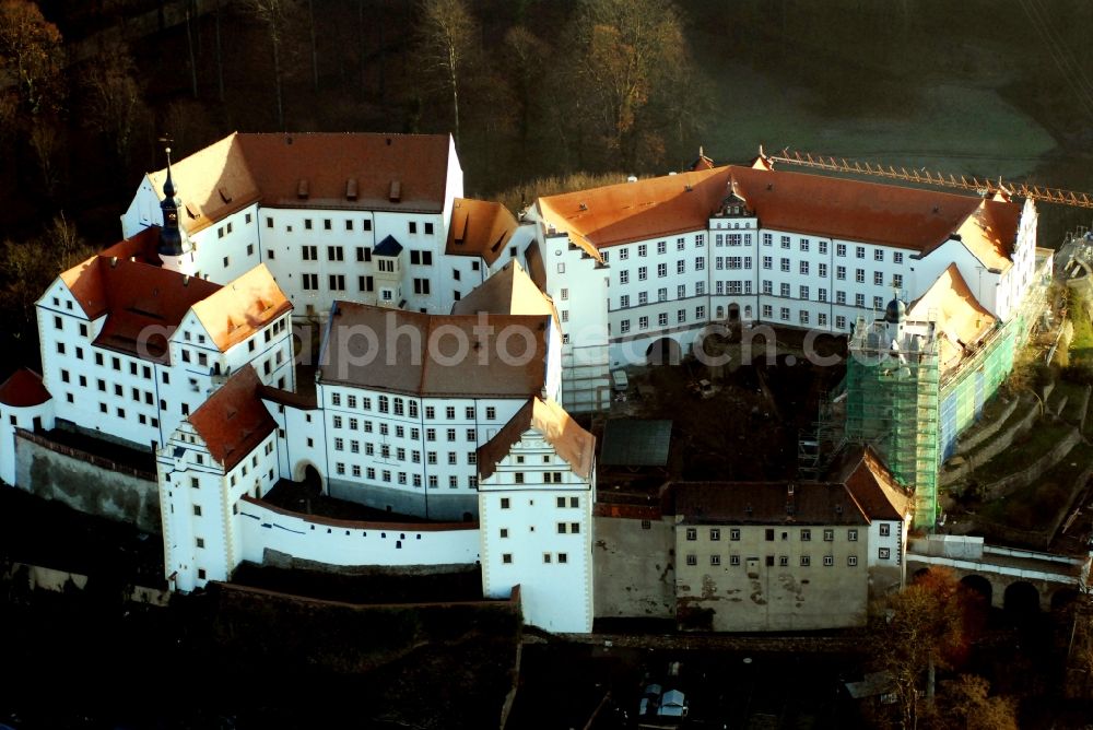 Colditz from above - Castle on Schlossgasse in Colditz in the state Saxony, Germany