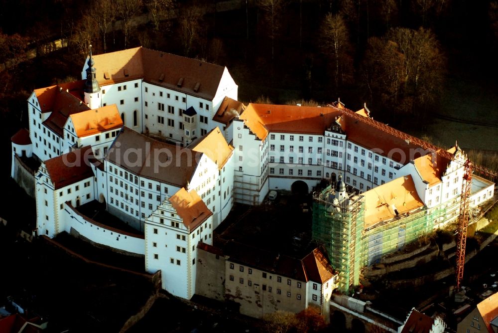 Aerial image Colditz - Castle on Schlossgasse in Colditz in the state Saxony, Germany