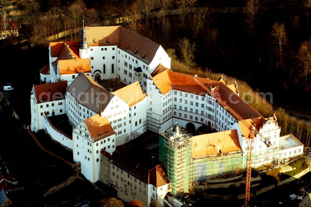 Colditz from above - Castle on Schlossgasse in Colditz in the state Saxony, Germany