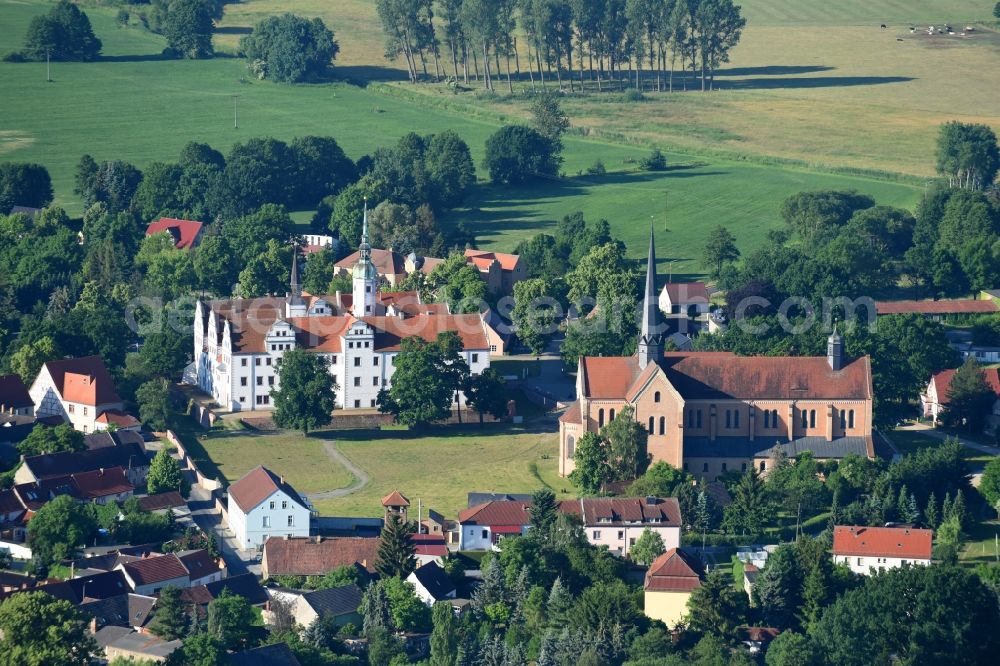 Aerial image Doberlug-Kirchhain - Castle of Schloss Doberlug and the Klosterkirche in Doberlug-Kirchhain in the state Brandenburg, Germany